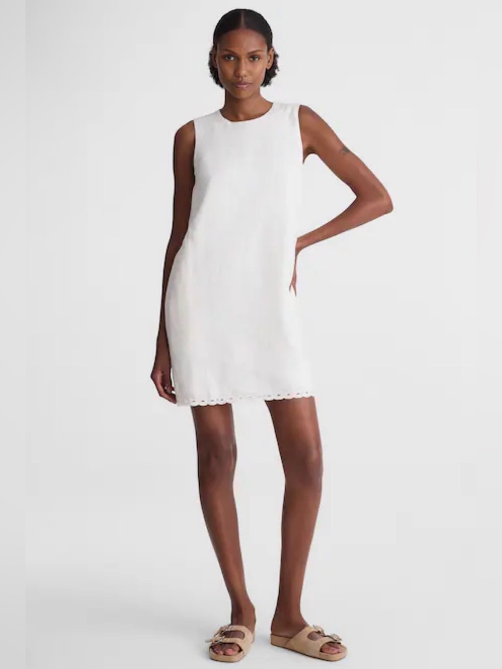 Madewell Mini Shift Dress 100% Linen Ivory XS NWT $118